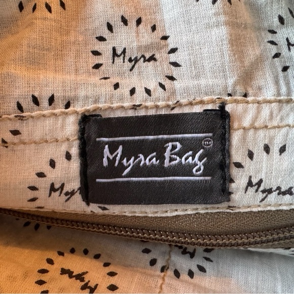 Myra Bag Gray Canvas & Leather Crossbody / Shoulder Bag – Sel de Mer Paris Print - Picture 7 of 10